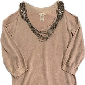 Cache Cold Shoulder Metallic Pink Women’s Top
